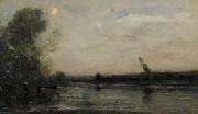 Charles-Francois Daubigny Rivier bij avond Sweden oil painting artist